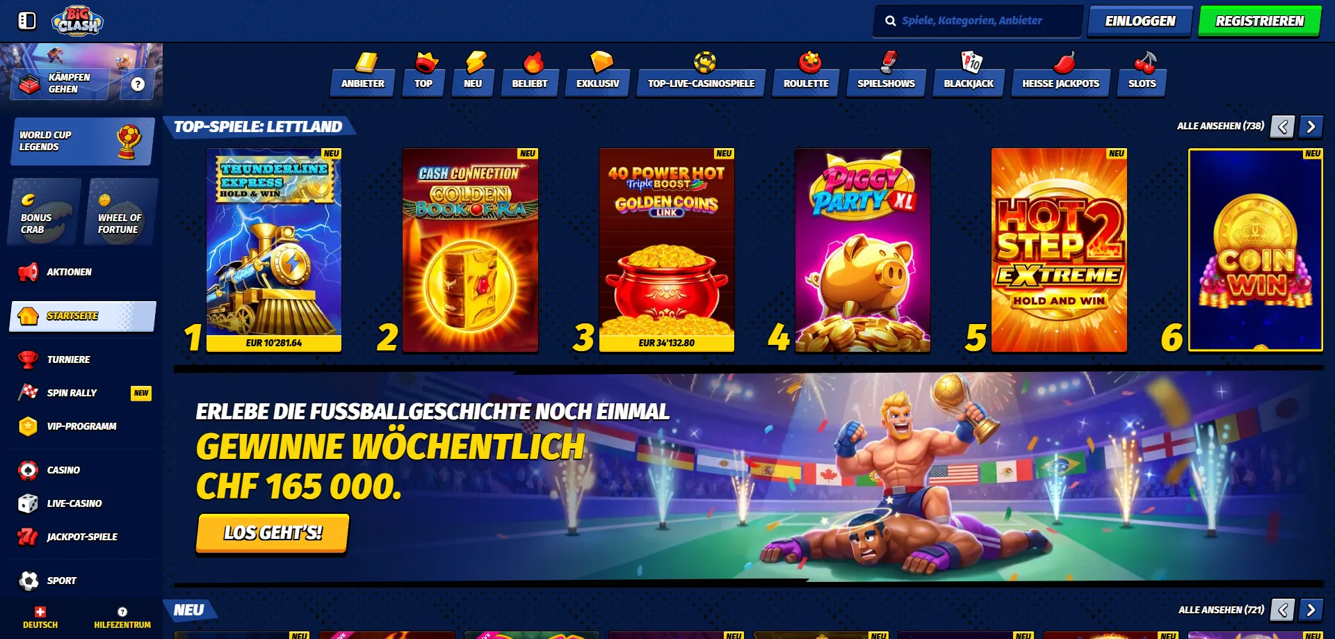 BigClash Casino Spielauswahl – Slots, Tische und Live Dealer Österreich